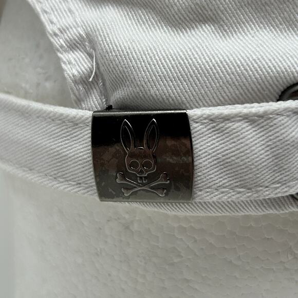 Psycho Bunny Dad Hat Baseball Cap Unstructured 6 Panel Strapback White - Picture 9 of 13